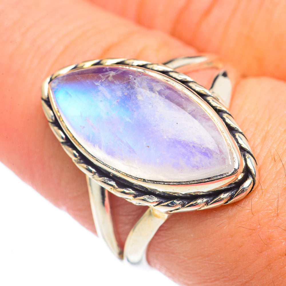 Rainbow Moonstone Rings handcrafted by Ana Silver Co - RING69676