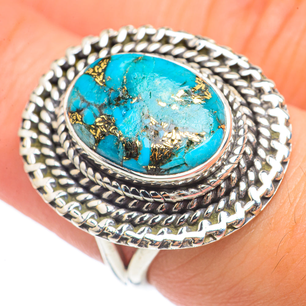Blue Copper Composite Turquoise Rings handcrafted by Ana Silver Co - RING69692