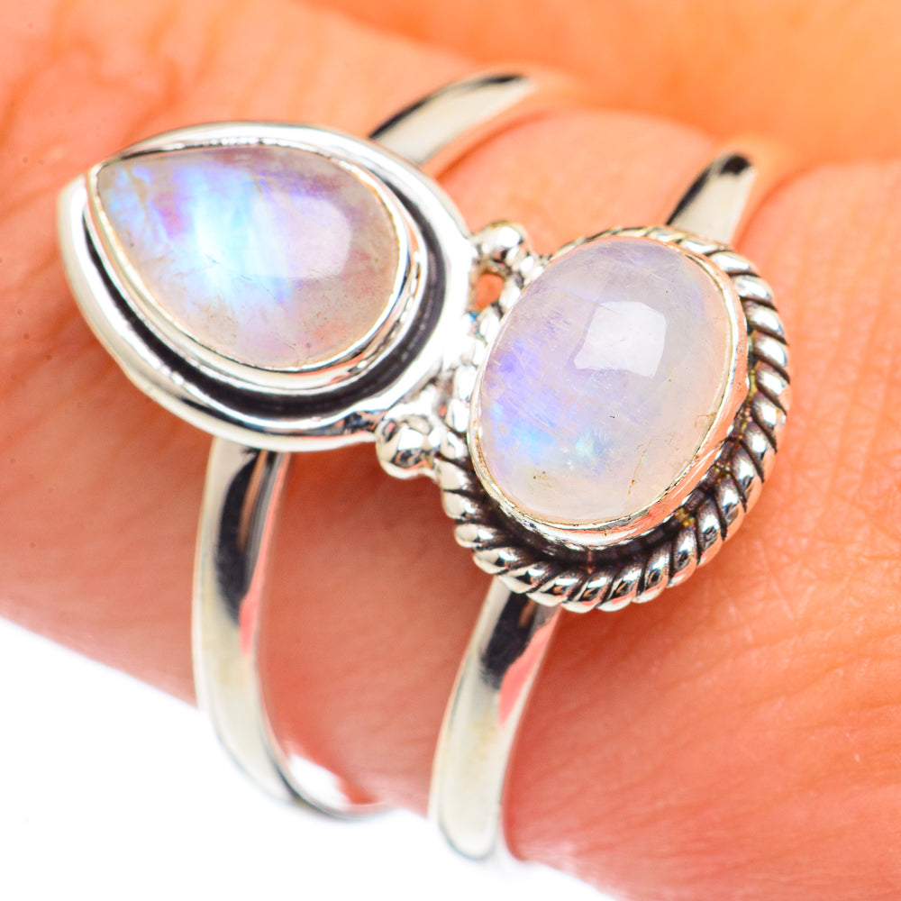 Rainbow Moonstone Rings handcrafted by Ana Silver Co - RING69716