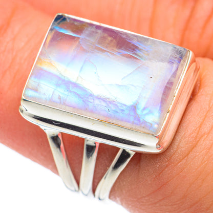 Rainbow Moonstone Rings handcrafted by Ana Silver Co - RING69717