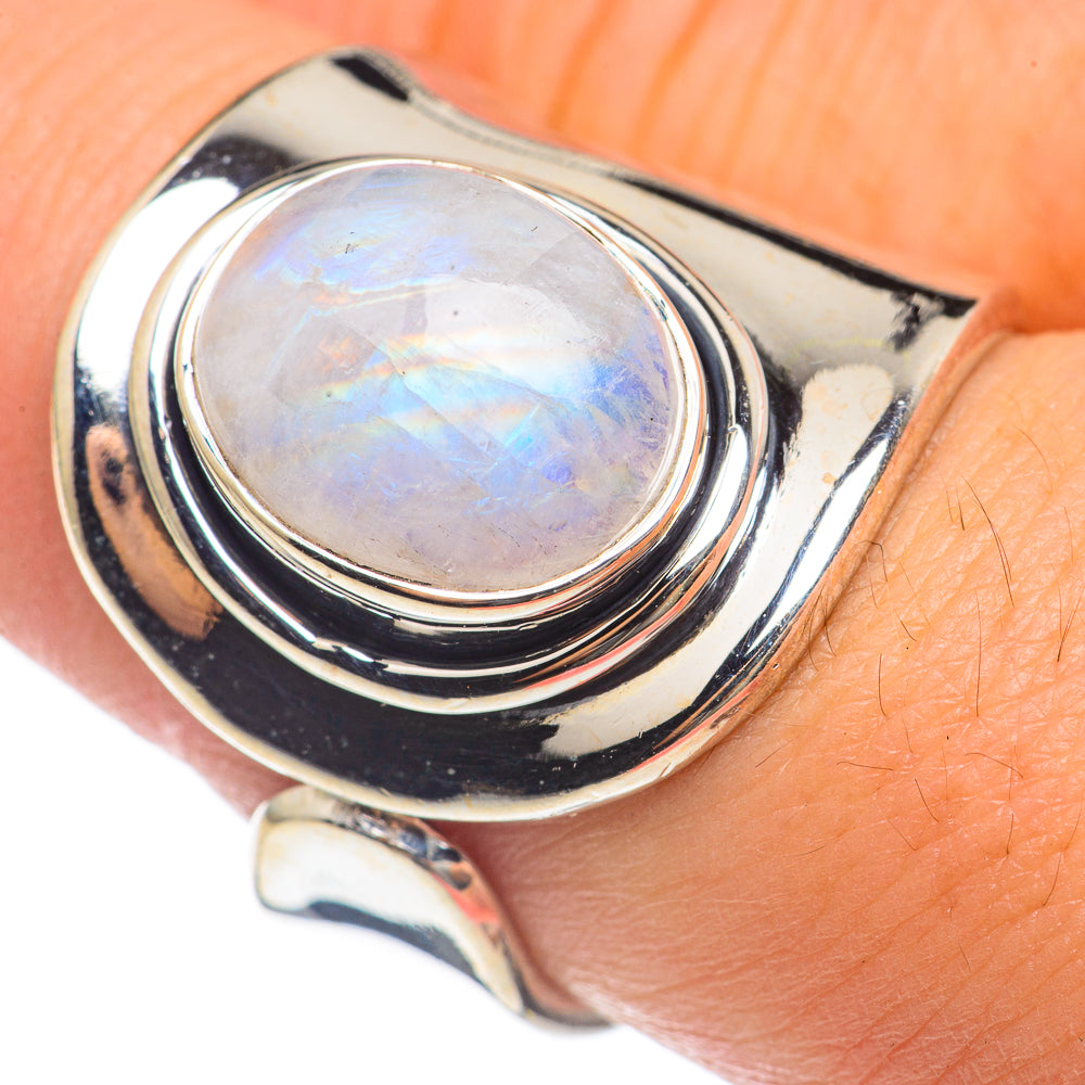 Rainbow Moonstone Rings handcrafted by Ana Silver Co - RING69722