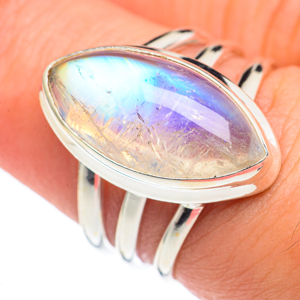 Rainbow Moonstone Rings handcrafted by Ana Silver Co - RING69755