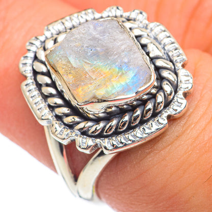 Rainbow Moonstone Rings handcrafted by Ana Silver Co - RING69757