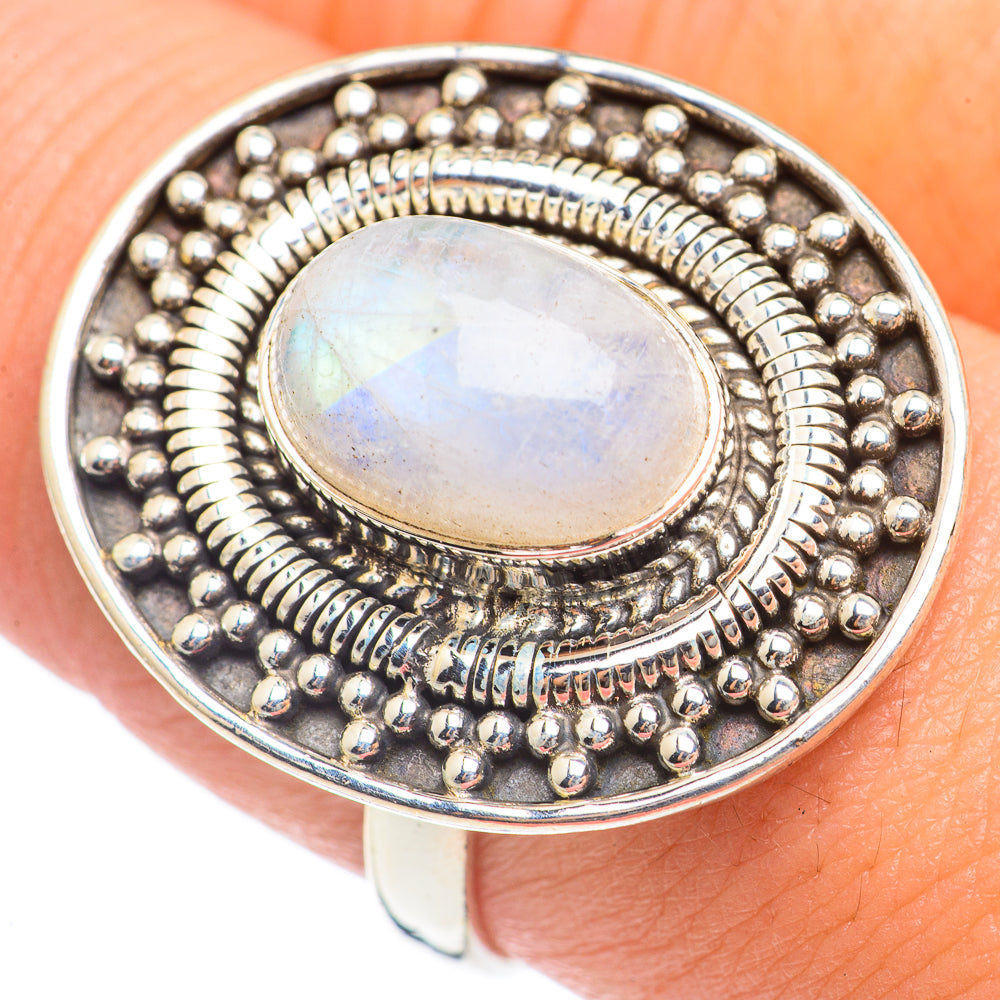 Rainbow Moonstone Rings handcrafted by Ana Silver Co - RING69760