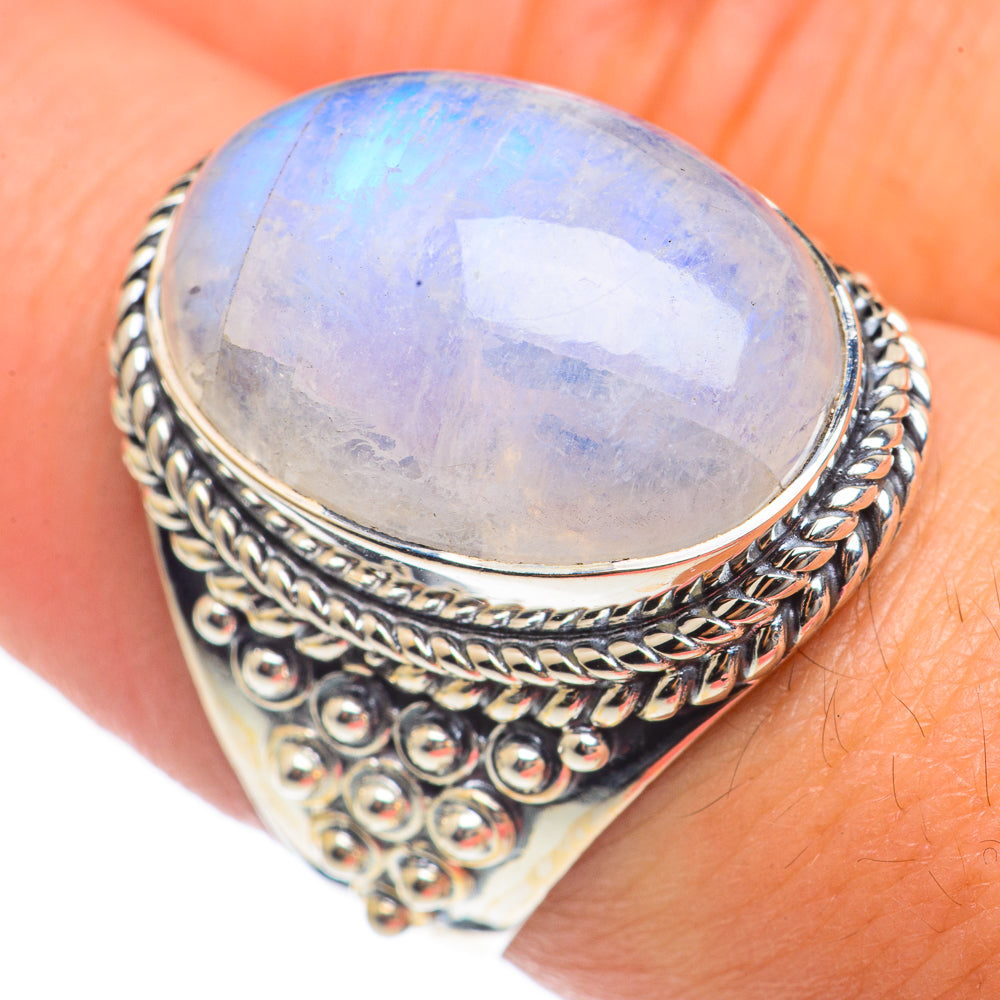 Rainbow Moonstone Rings handcrafted by Ana Silver Co - RING69794