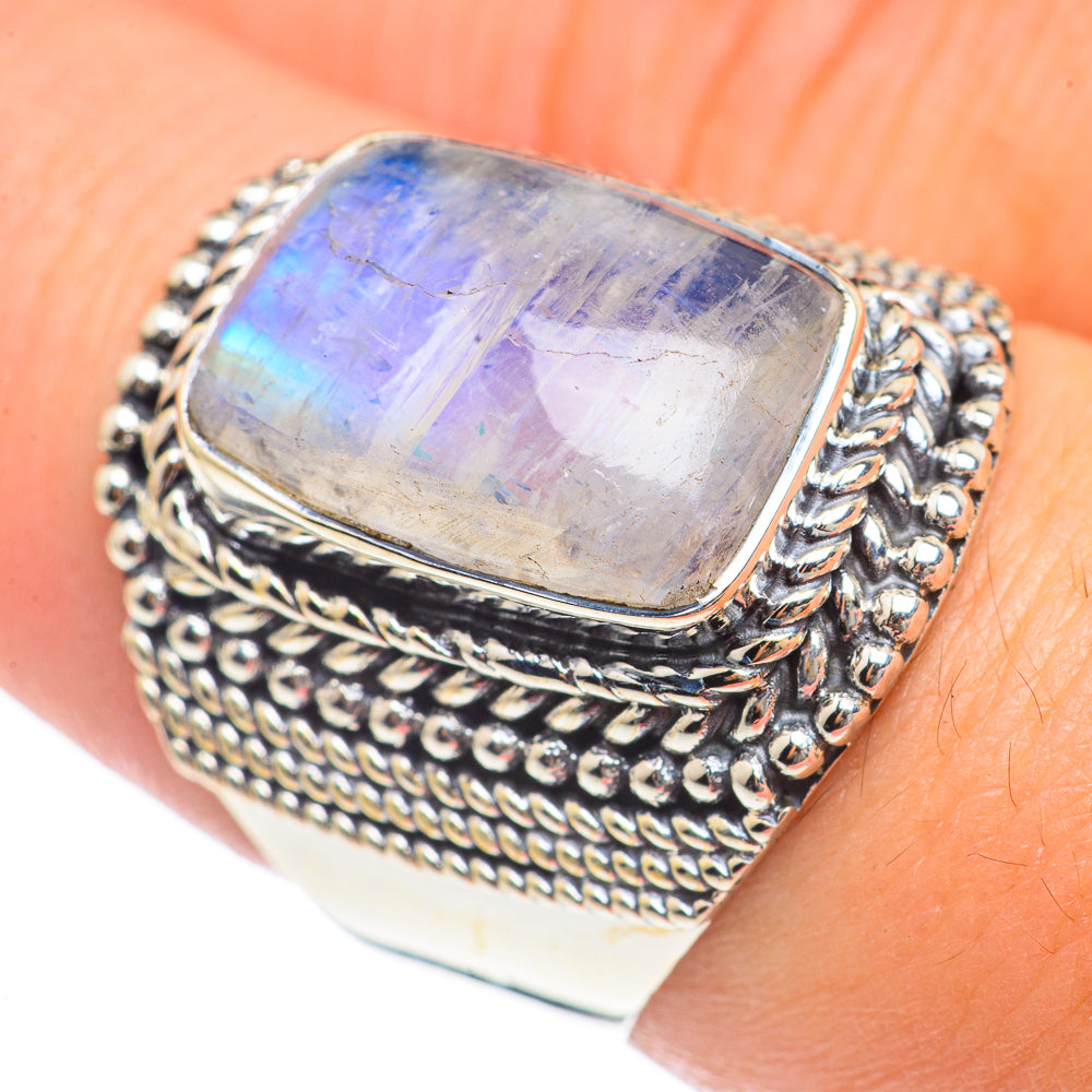 Rainbow Moonstone Rings handcrafted by Ana Silver Co - RING69795