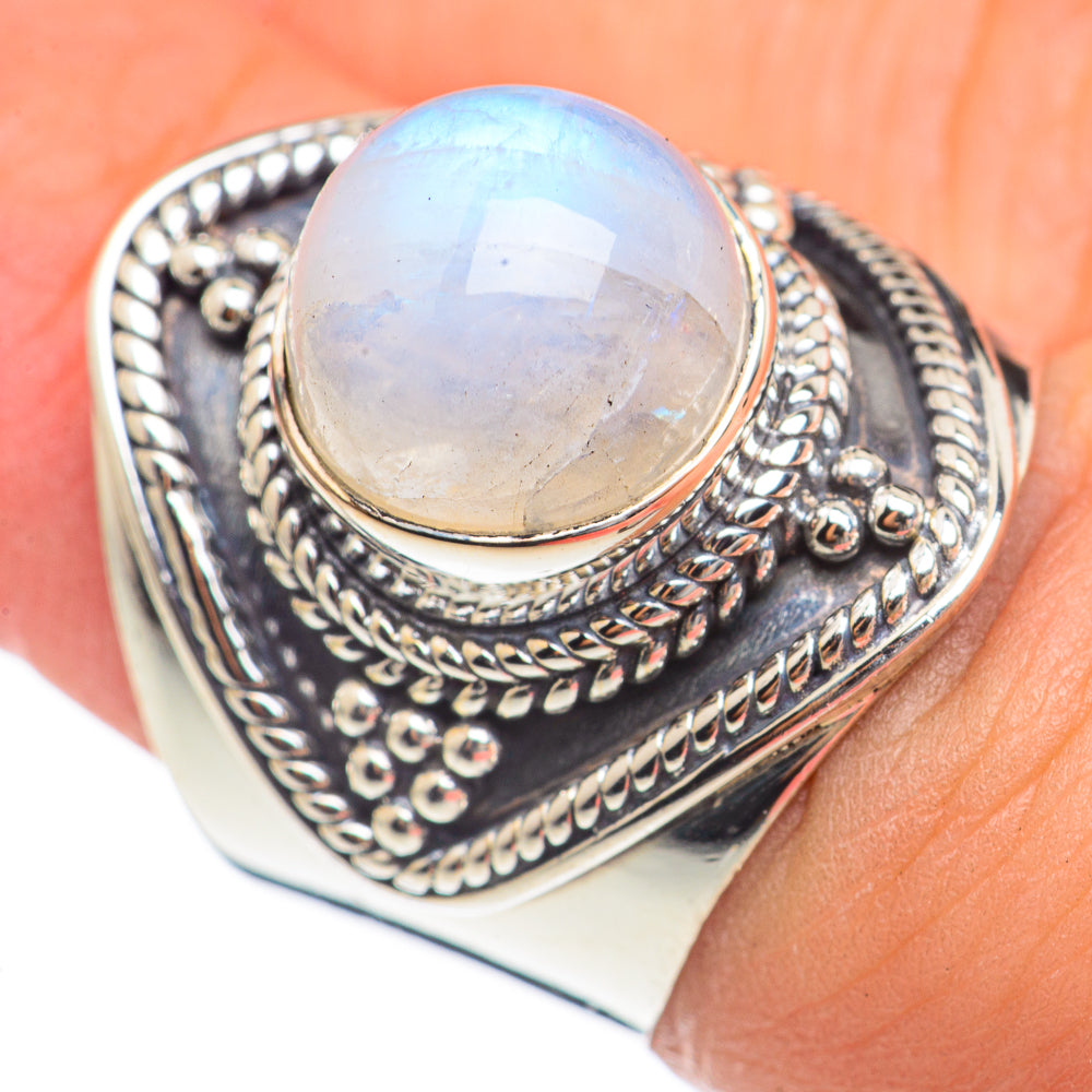 Rainbow Moonstone Rings handcrafted by Ana Silver Co - RING69796