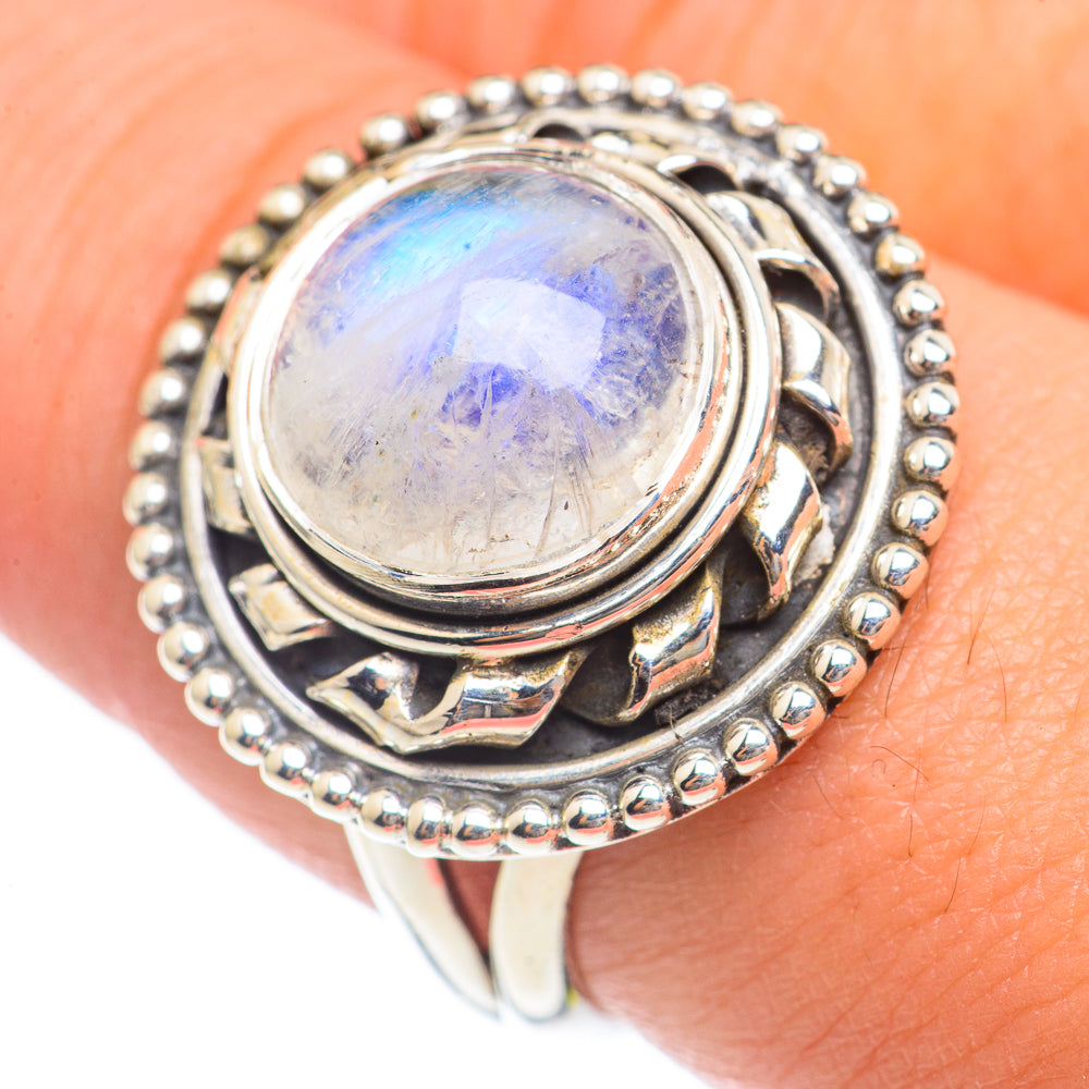 Rainbow Moonstone Rings handcrafted by Ana Silver Co - RING69797