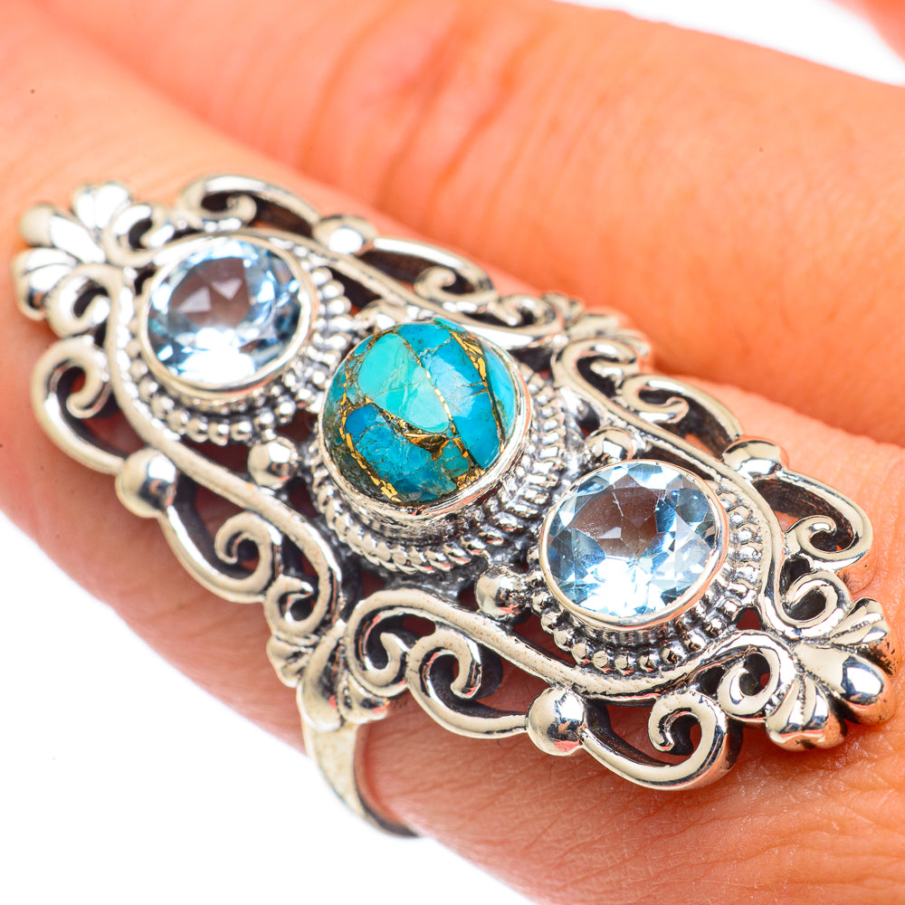 Blue Copper Composite Turquoise Rings handcrafted by Ana Silver Co - RING69812