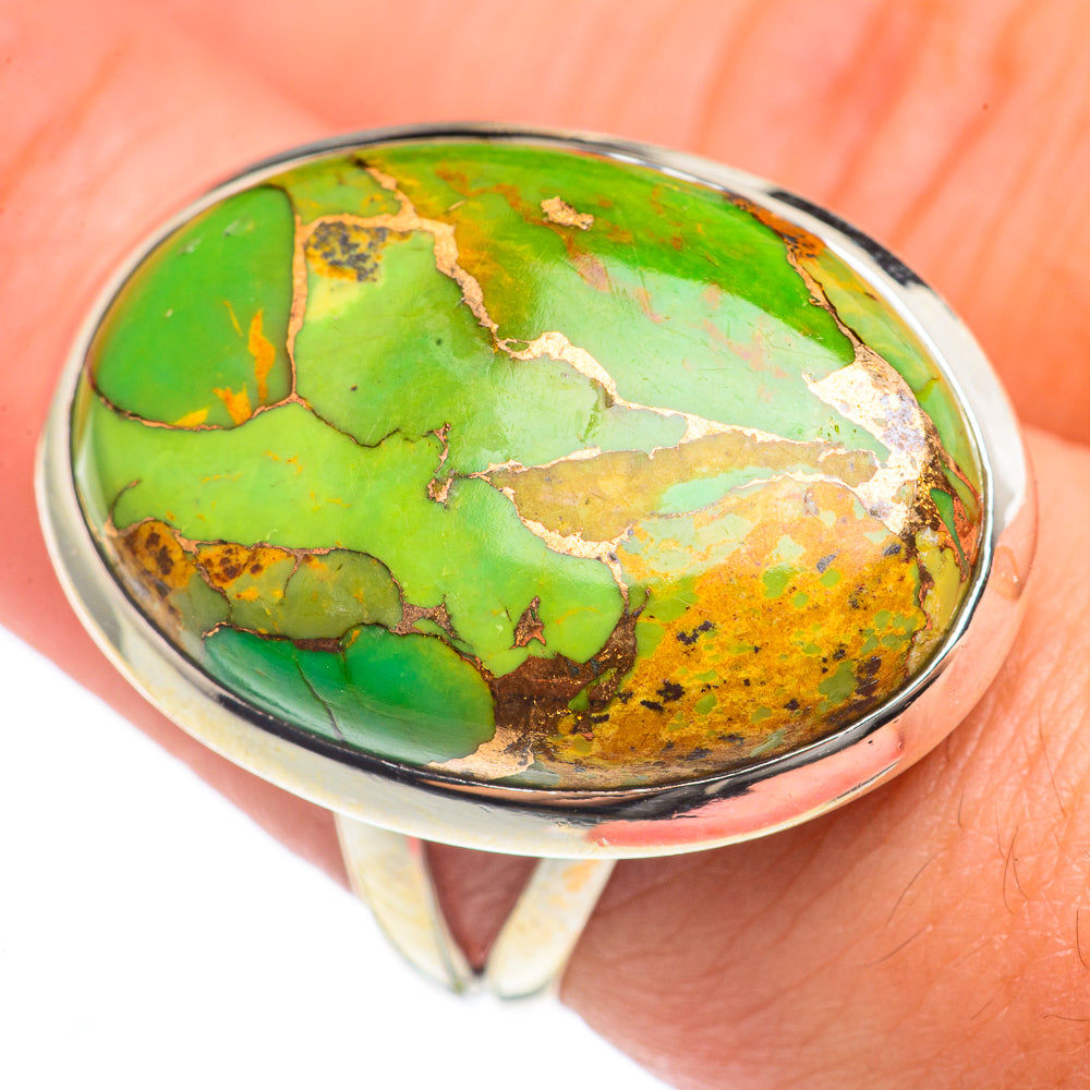 Green Copper Composite Turquoise Rings handcrafted by Ana Silver Co - RING69822