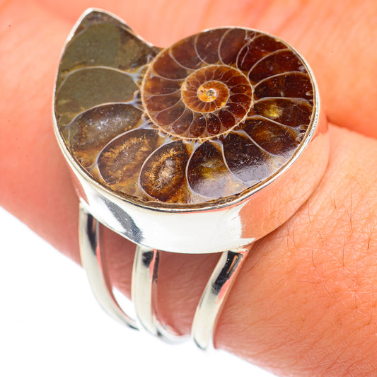 Ammonite Fossil Rings handcrafted by Ana Silver Co - RING69829