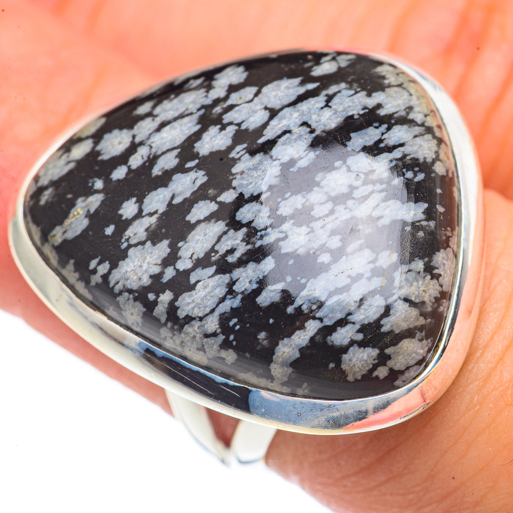 Snowflake Obsidian Rings handcrafted by Ana Silver Co - RING69841