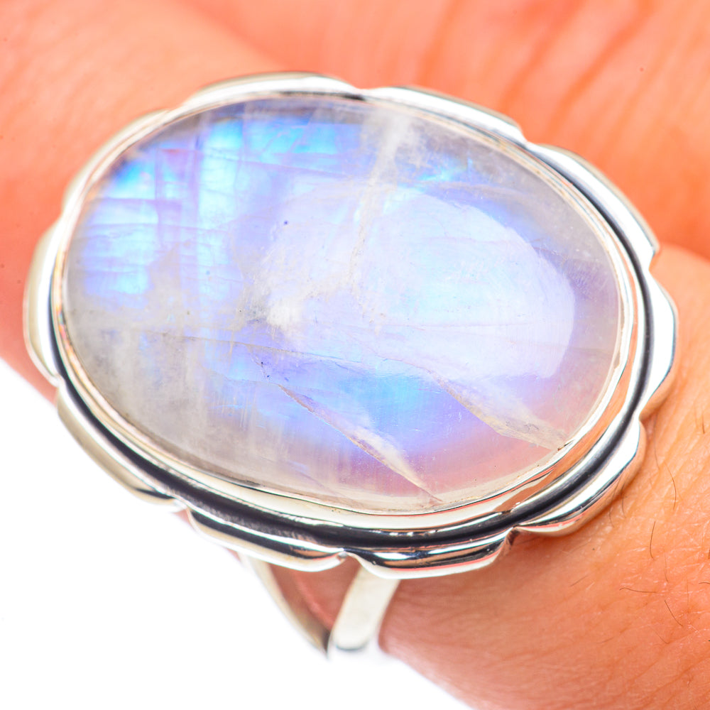 Rainbow Moonstone Rings handcrafted by Ana Silver Co - RING69843