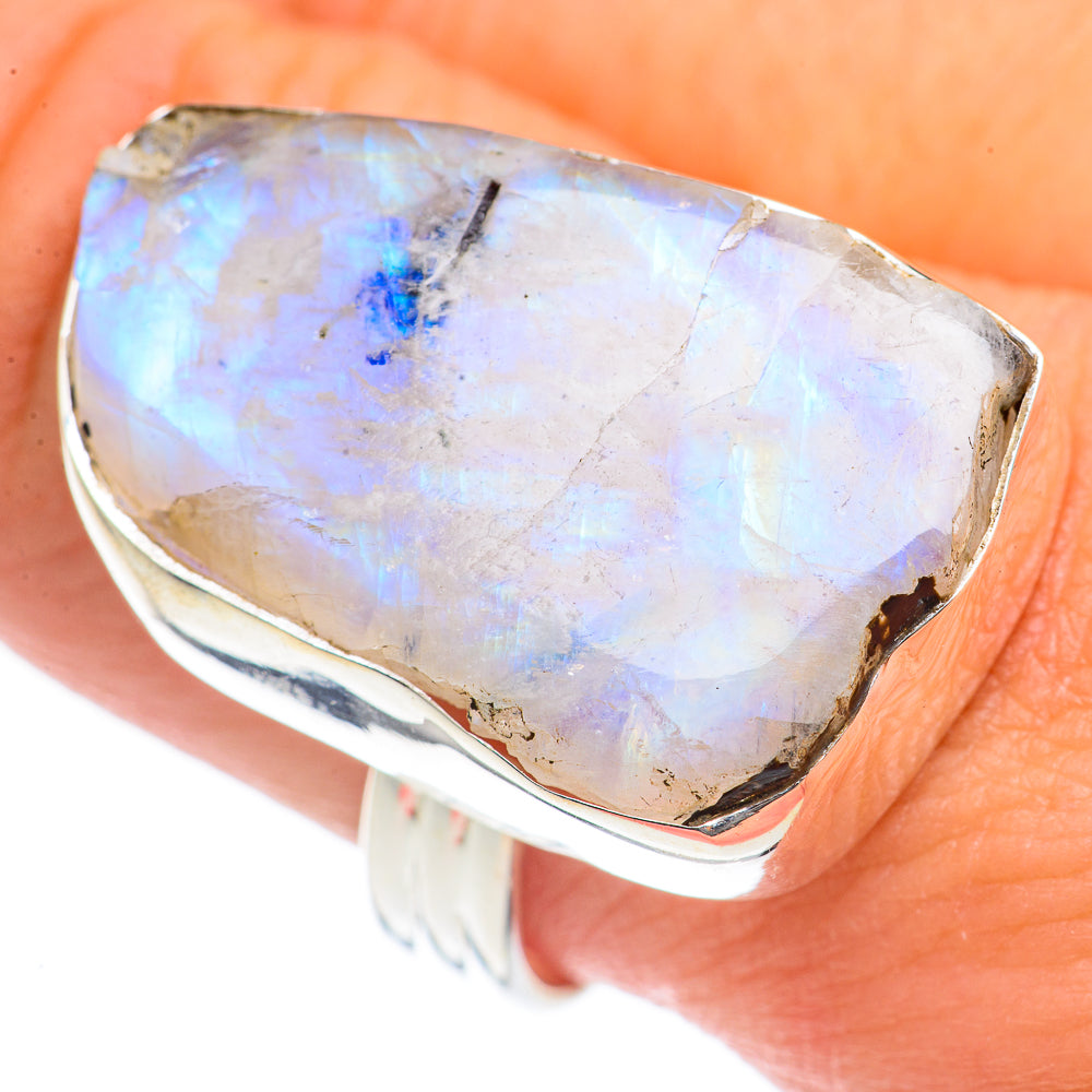 Rainbow Moonstone Rings handcrafted by Ana Silver Co - RING69844