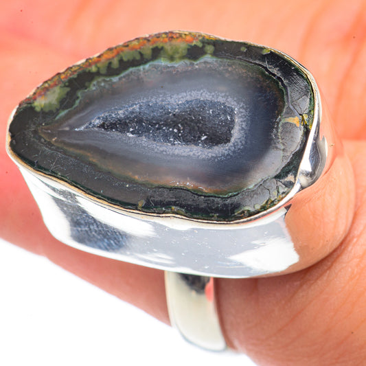 Black Geode Slice Rings handcrafted by Ana Silver Co - RING69845