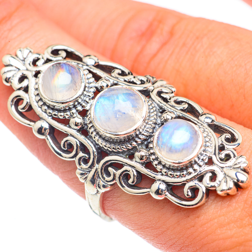 Rainbow Moonstone Rings handcrafted by Ana Silver Co - RING69846