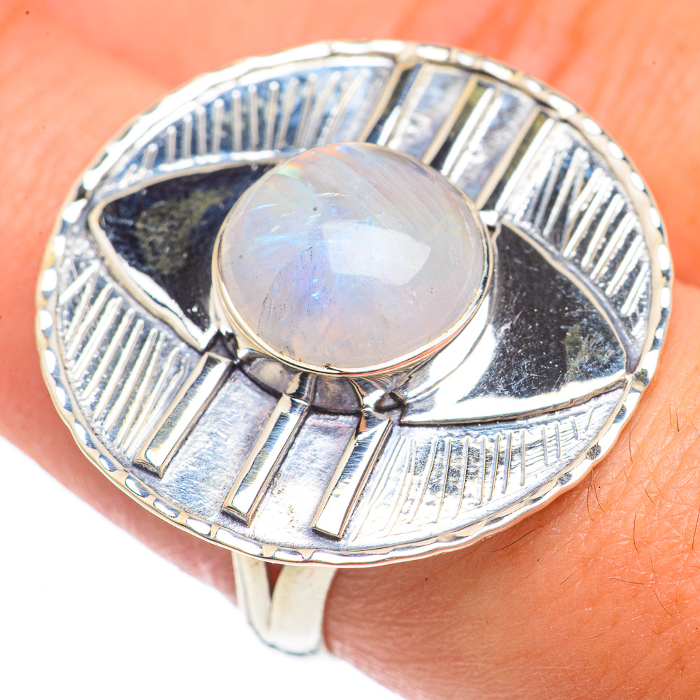Rainbow Moonstone Rings handcrafted by Ana Silver Co - RING69847