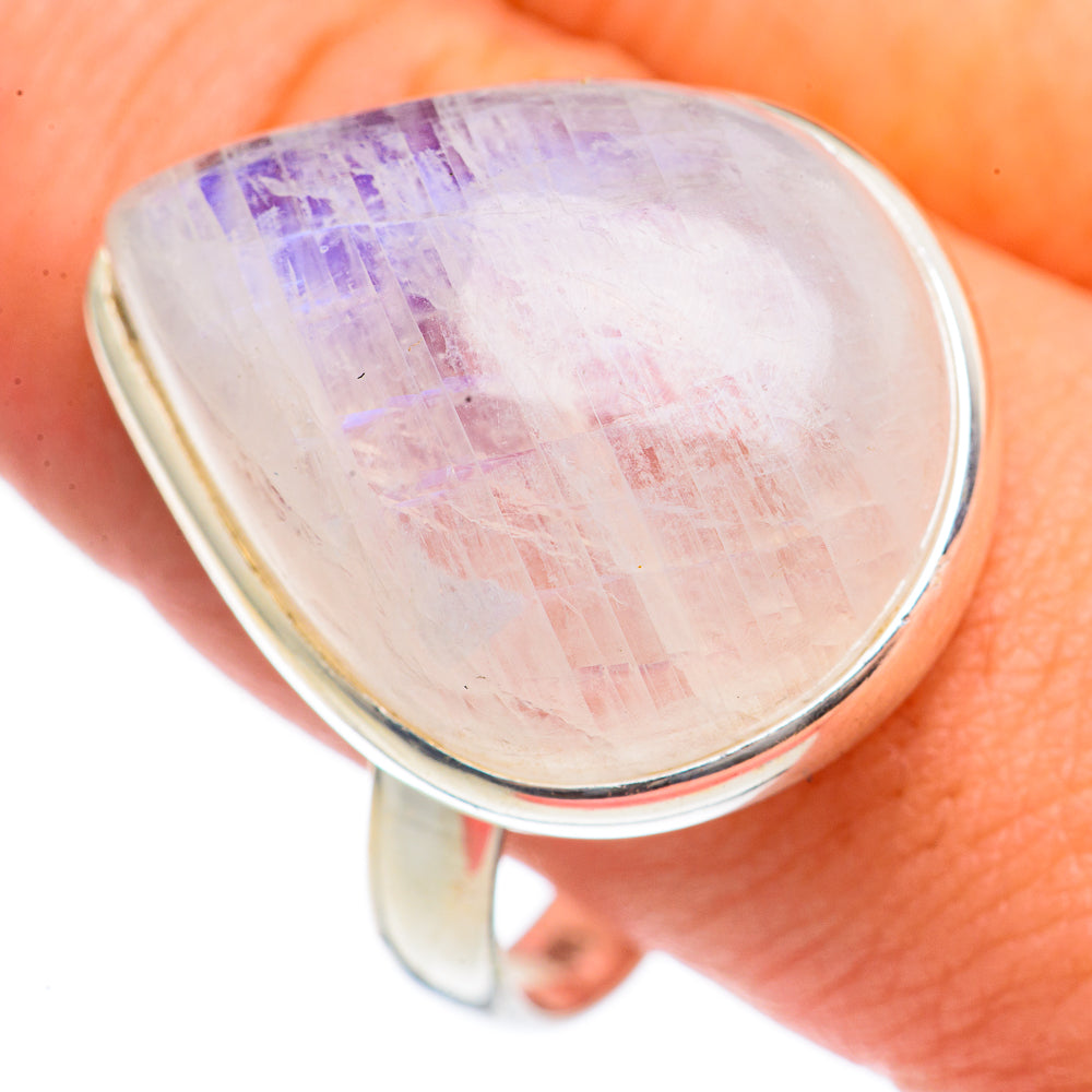 Rainbow Moonstone Rings handcrafted by Ana Silver Co - RING69848