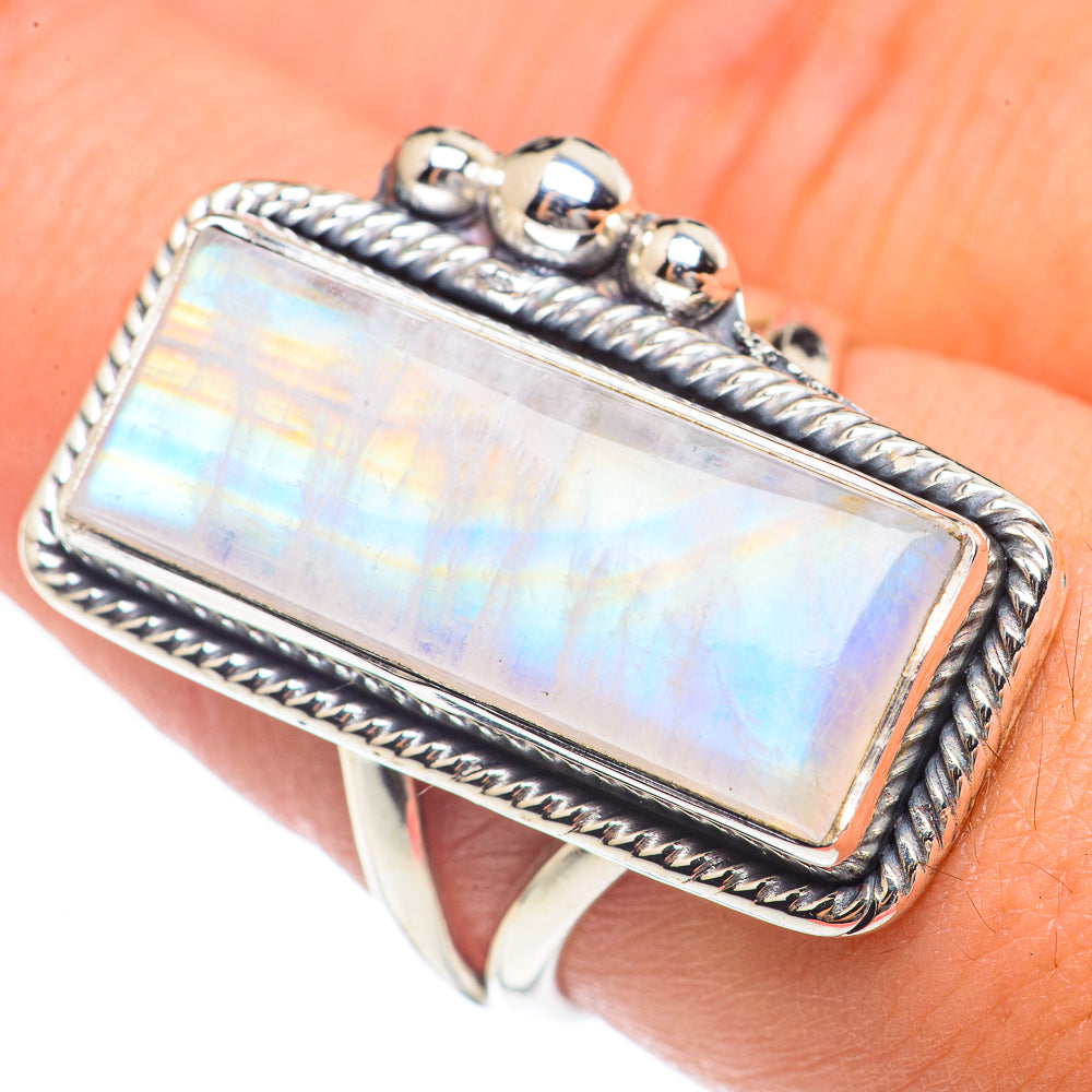Rainbow Moonstone Rings handcrafted by Ana Silver Co - RING69849