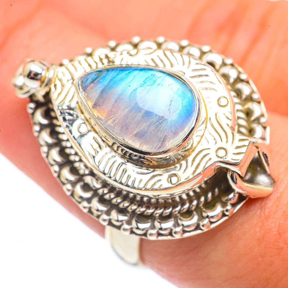 Rainbow Moonstone Rings handcrafted by Ana Silver Co - RING69850