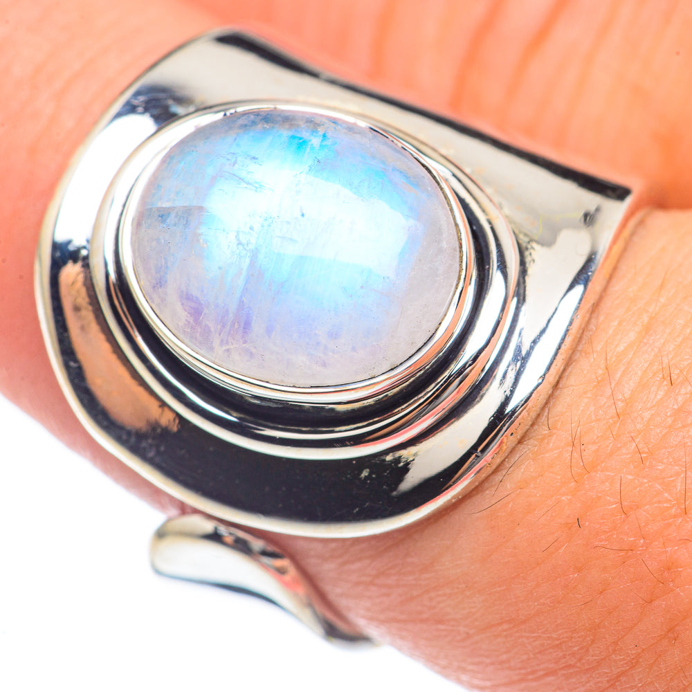 Rainbow Moonstone Rings handcrafted by Ana Silver Co - RING69884