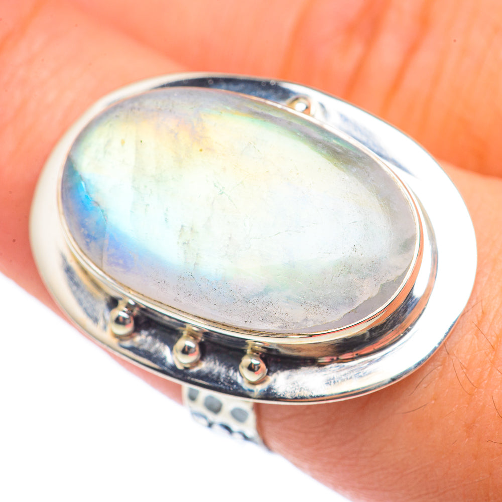 Rainbow Moonstone Rings handcrafted by Ana Silver Co - RING69944