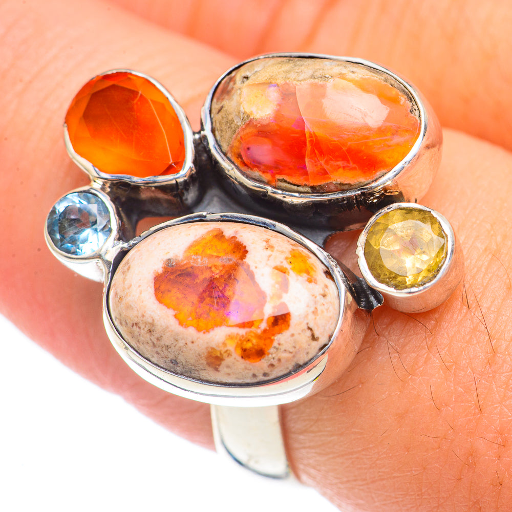 Mexican Fire Opal Rings handcrafted by Ana Silver Co - RING69949
