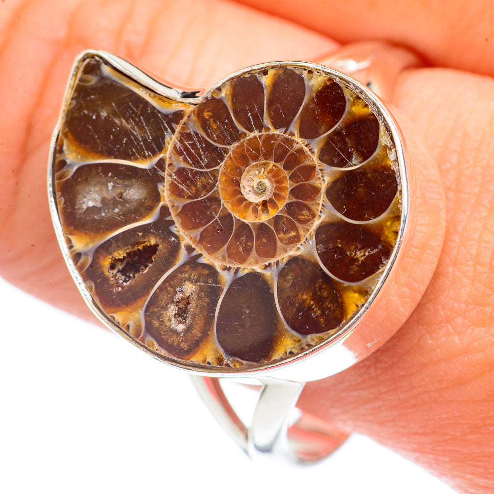 Ammonite Fossil Rings handcrafted by Ana Silver Co - RING69962