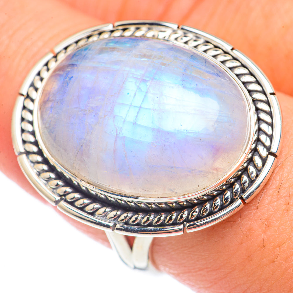 Rainbow Moonstone Rings handcrafted by Ana Silver Co - RING69978