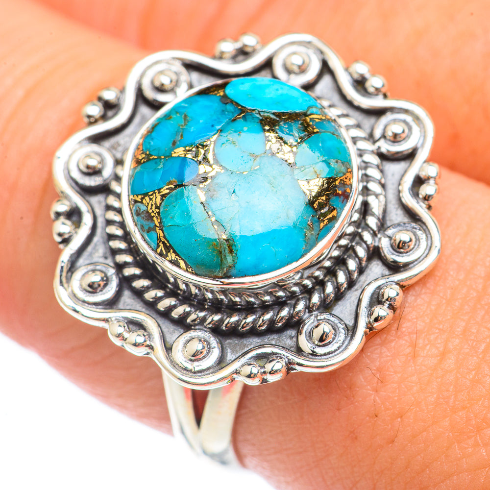 Blue Copper Composite Turquoise Rings handcrafted by Ana Silver Co - RING69986