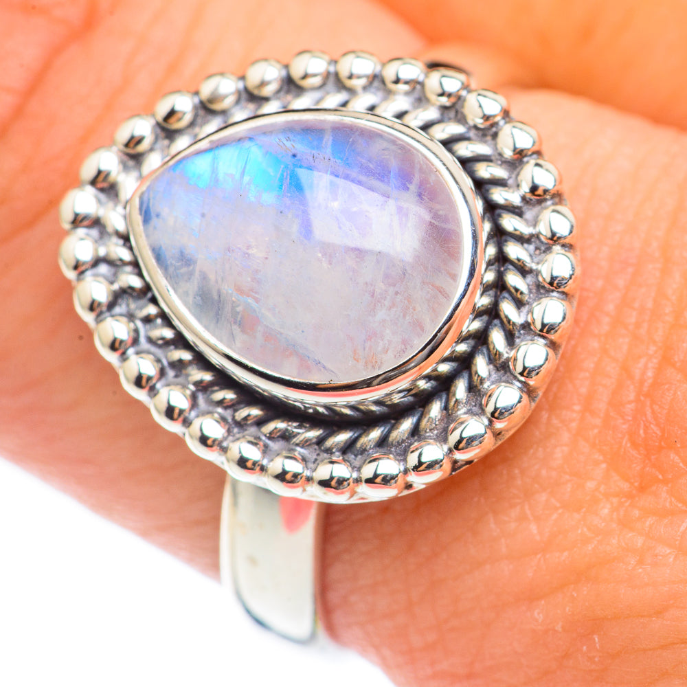 Rainbow Moonstone Rings handcrafted by Ana Silver Co - RING70010