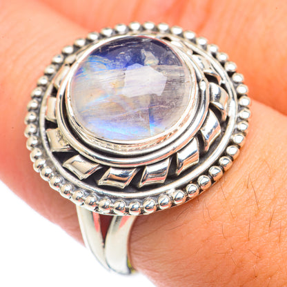 Rainbow Moonstone Rings handcrafted by Ana Silver Co - RING70011