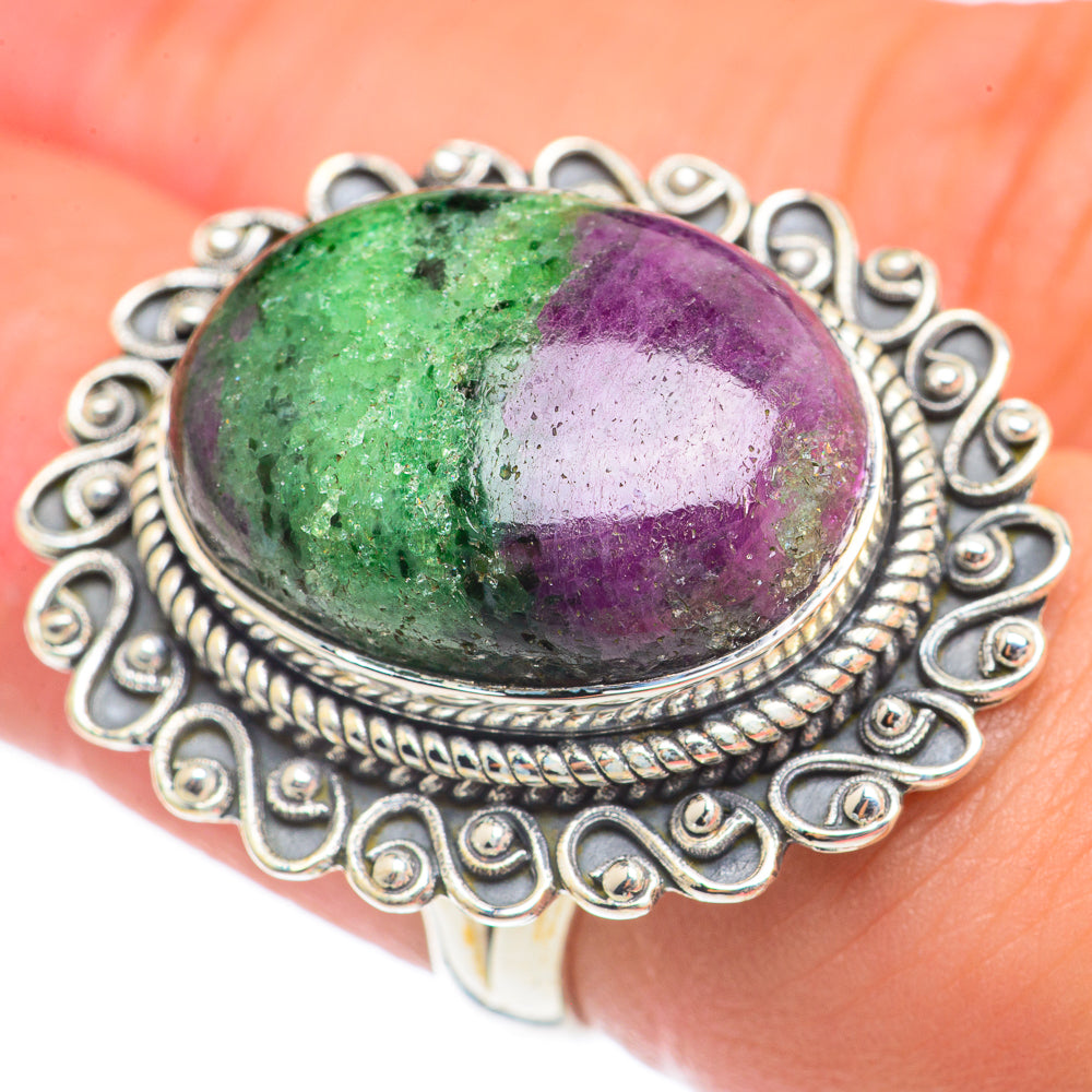 Ruby Zoisite Rings handcrafted by Ana Silver Co - RING70013