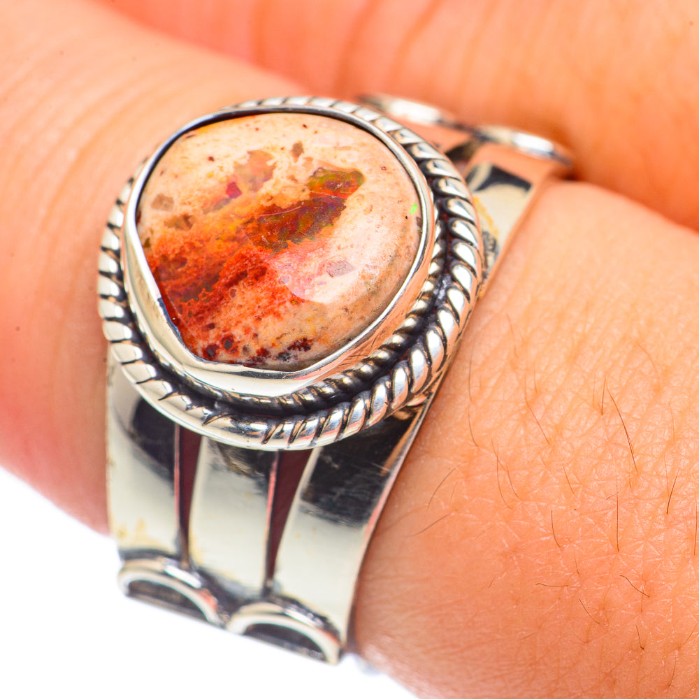 Mexican Fire Opal Rings handcrafted by Ana Silver Co - RING70014