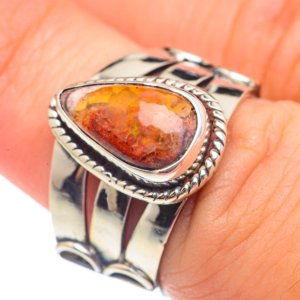 Mexican Fire Opal Rings handcrafted by Ana Silver Co - RING70015