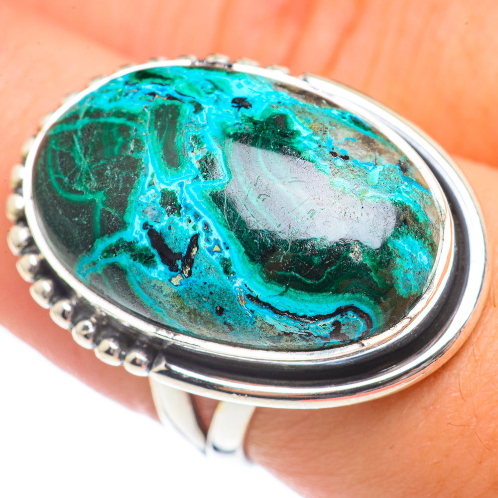 Malachite In Chrysocolla Rings handcrafted by Ana Silver Co - RING70049