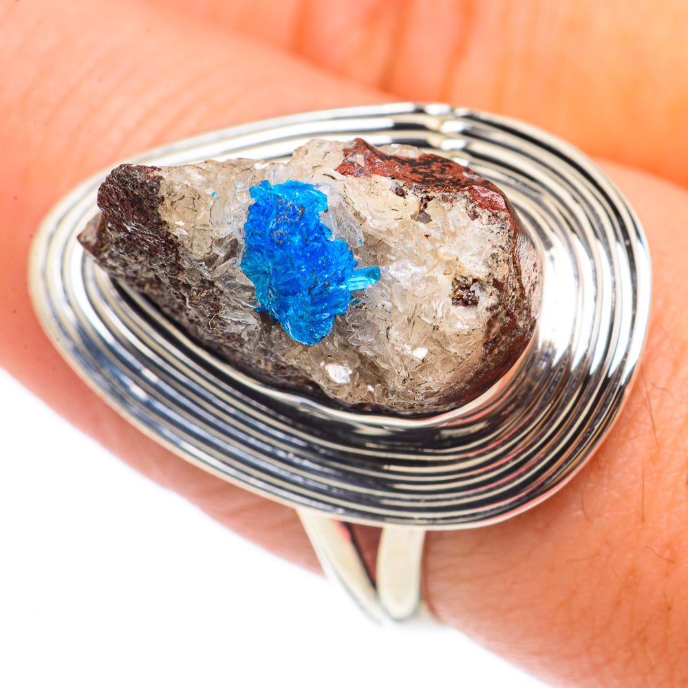 Cavansite Crystal Rings handcrafted by Ana Silver Co - RING70082