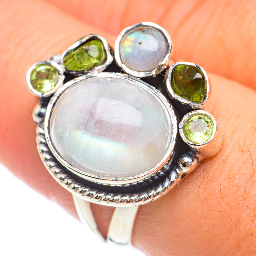 Rainbow Moonstone Rings handcrafted by Ana Silver Co - RING70125