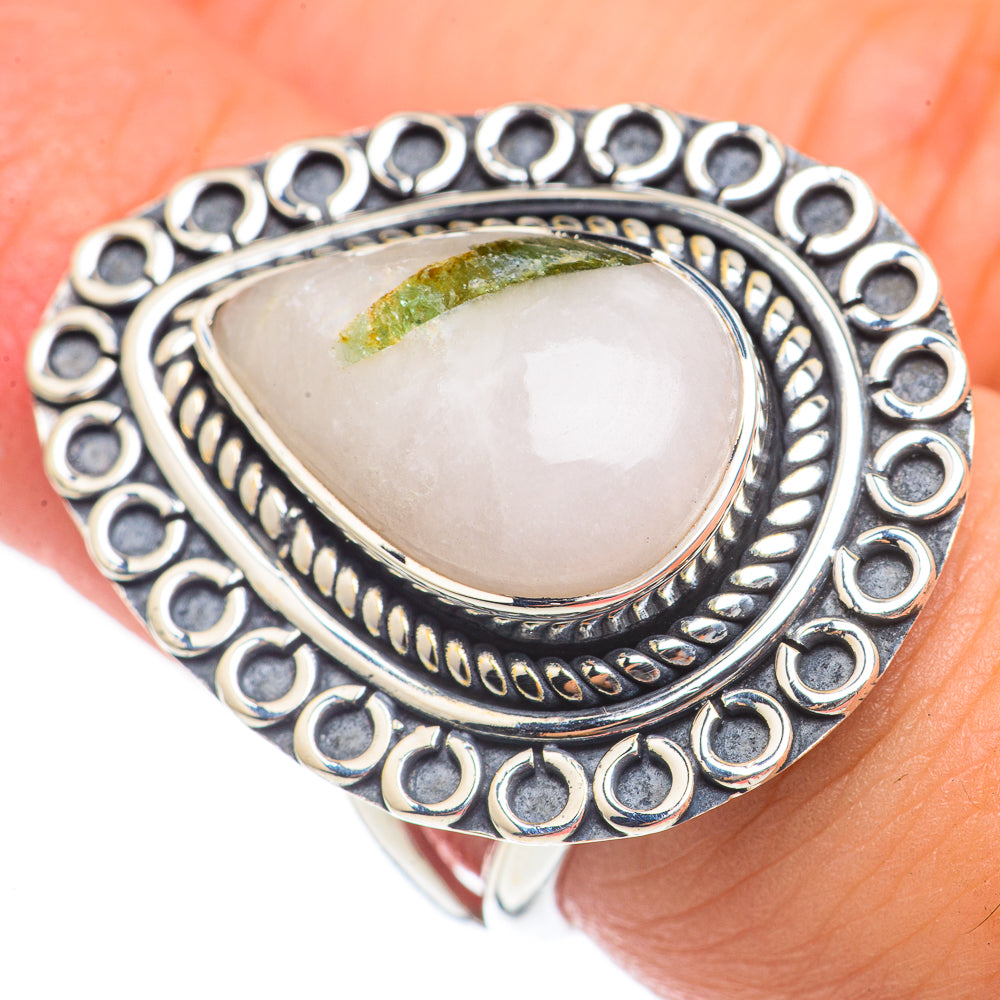 Green Tourmaline In Quartz Rings handcrafted by Ana Silver Co - RING70145