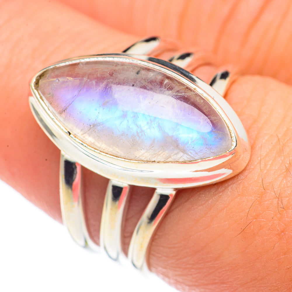 Rainbow Moonstone Rings handcrafted by Ana Silver Co - RING70146