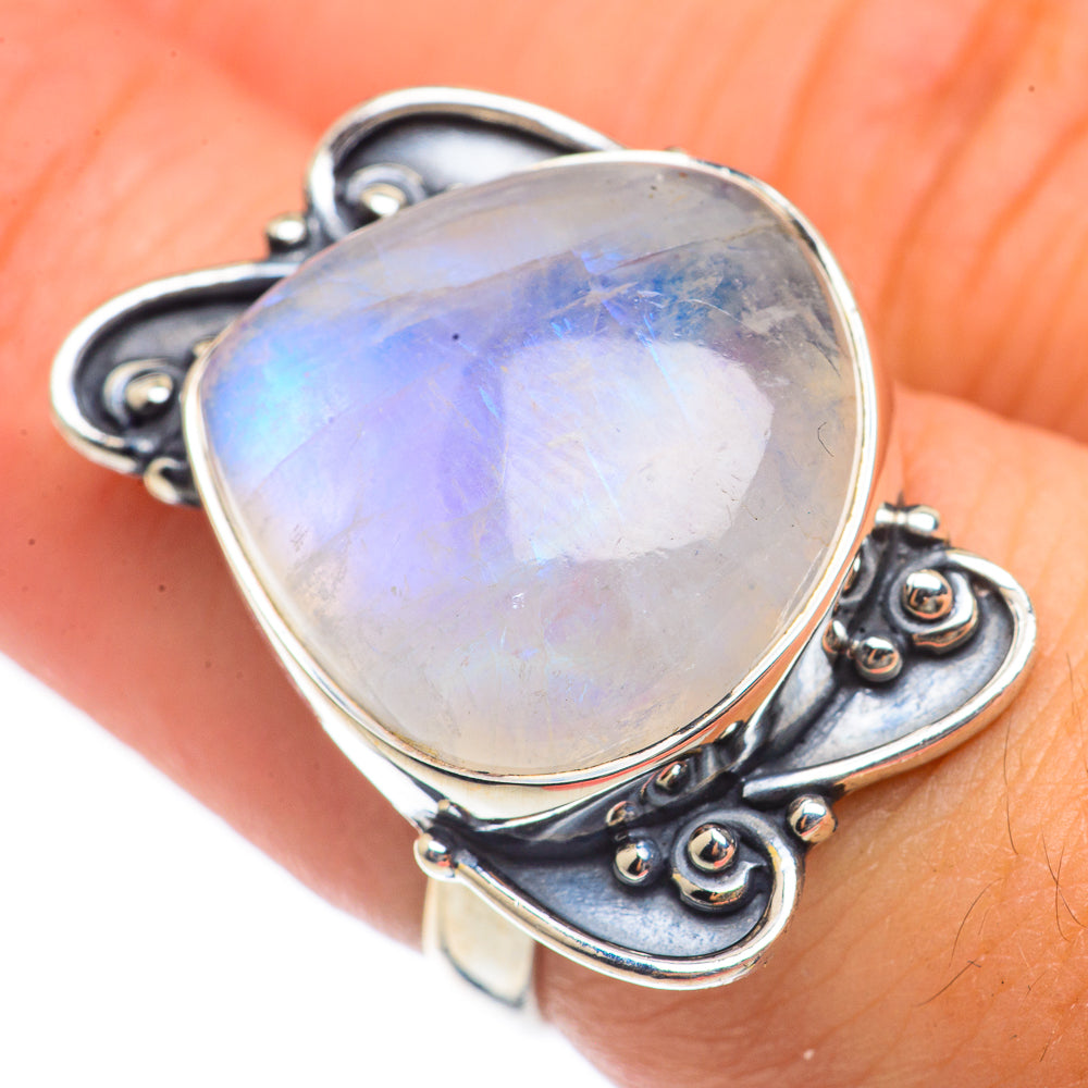 Rainbow Moonstone Rings handcrafted by Ana Silver Co - RING70181