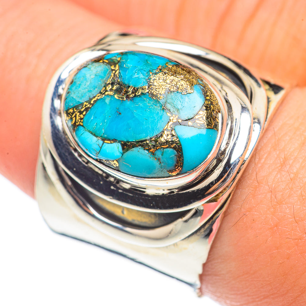Blue Copper Composite Turquoise Rings handcrafted by Ana Silver Co - RING70189