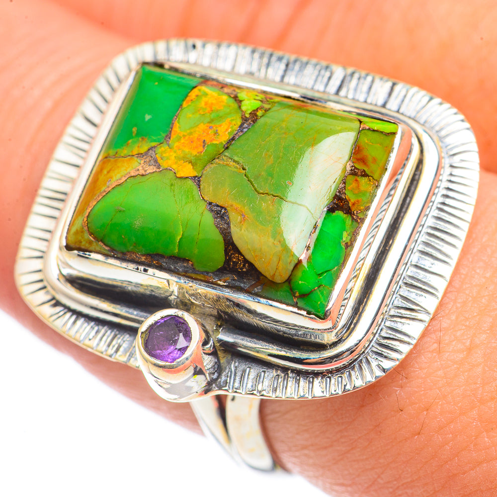 Green Copper Composite Turquoise Rings handcrafted by Ana Silver Co - RING70191