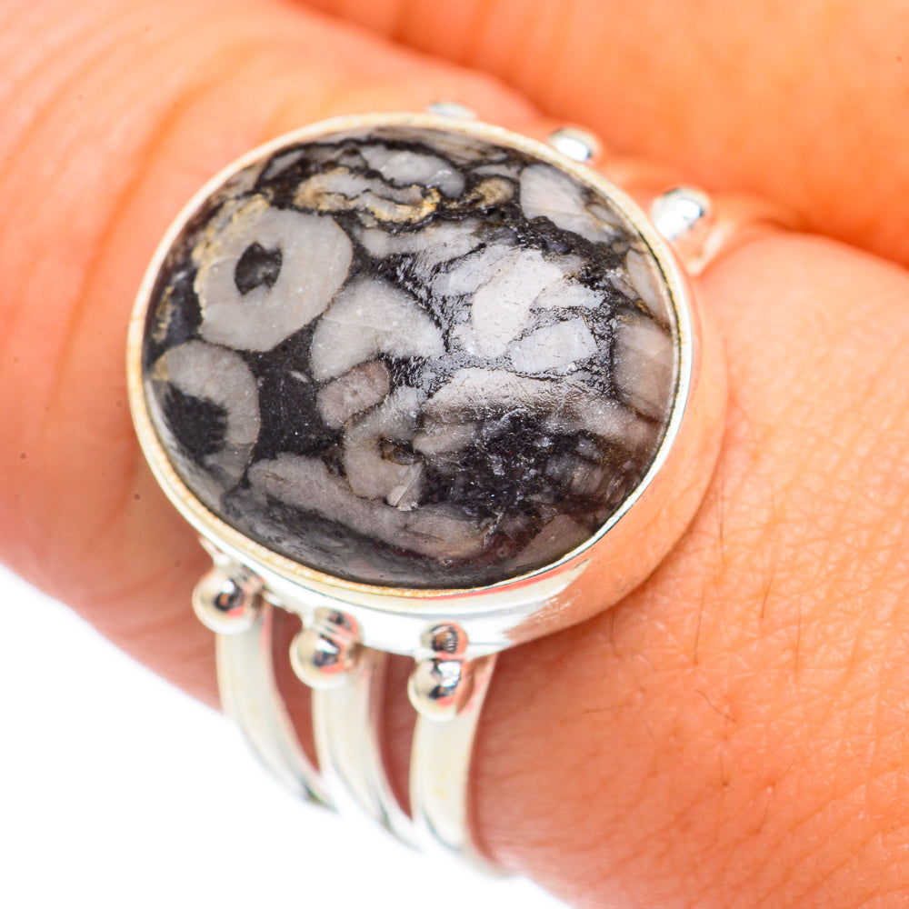 Crinoid Fossil Rings handcrafted by Ana Silver Co - RING70208
