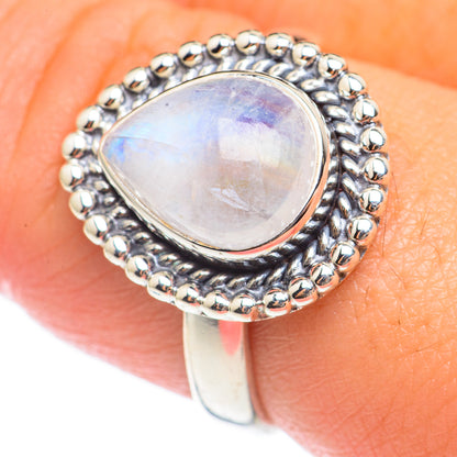 Rainbow Moonstone Rings handcrafted by Ana Silver Co - RING70210
