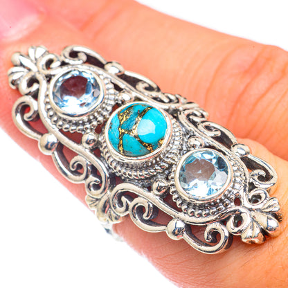 Blue Copper Composite Turquoise Rings handcrafted by Ana Silver Co - RING70218