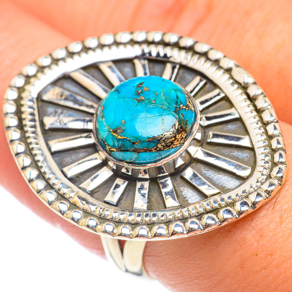 Blue Copper Composite Turquoise Rings handcrafted by Ana Silver Co - RING70224