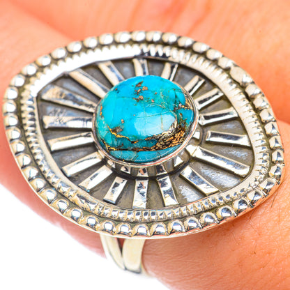 Blue Copper Composite Turquoise Rings handcrafted by Ana Silver Co - RING70224