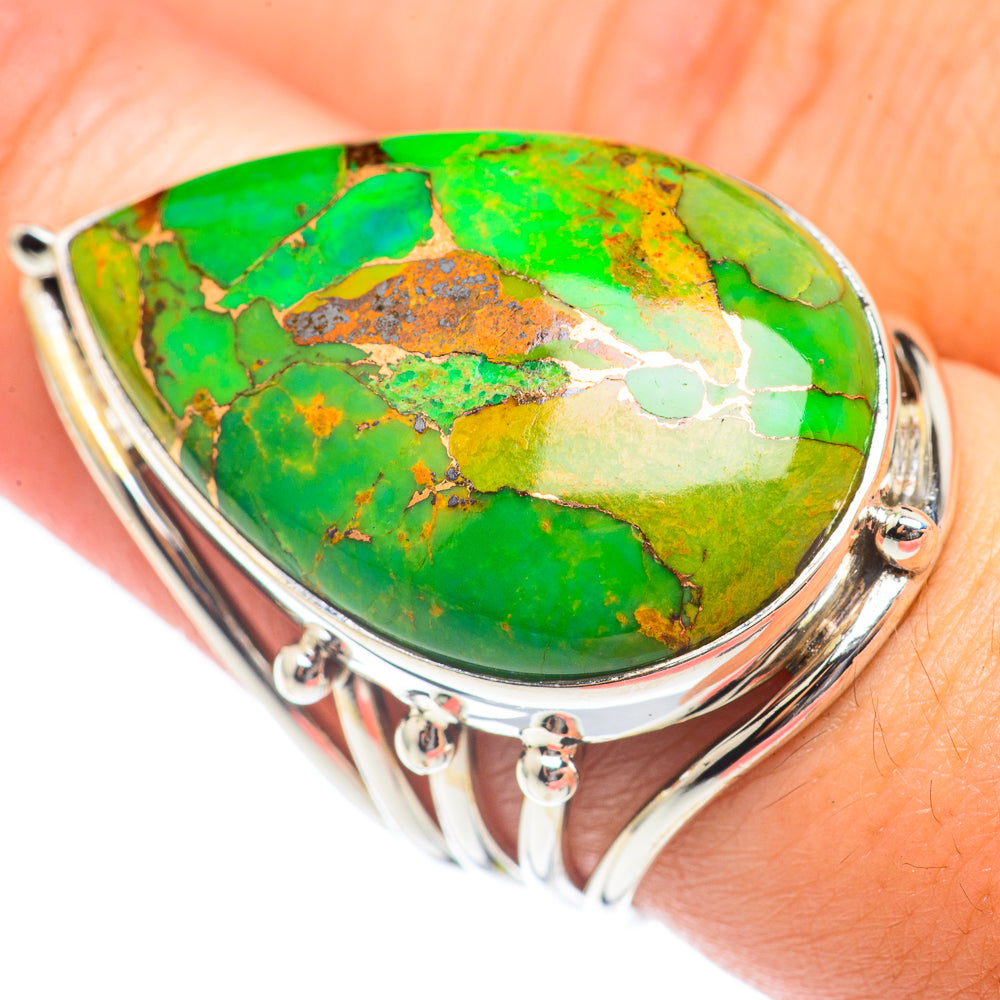 Green Copper Composite Turquoise Rings handcrafted by Ana Silver Co - RING70227