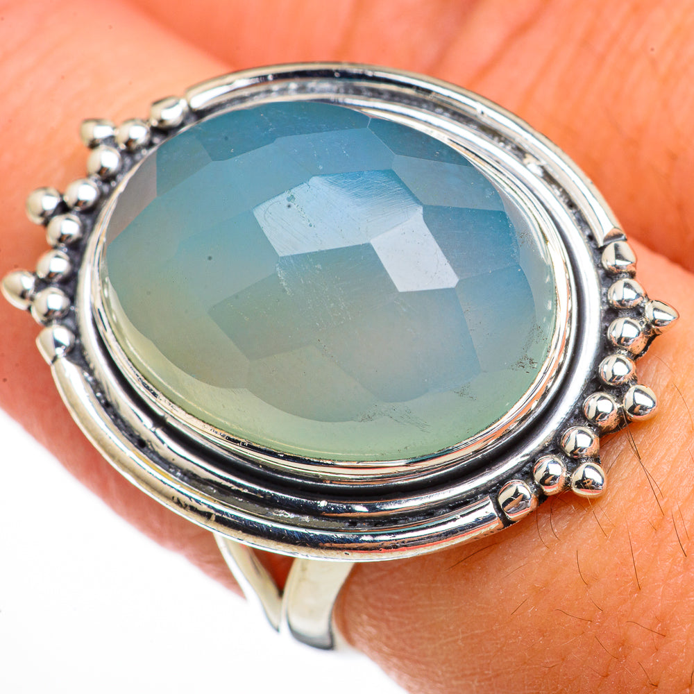Aqua Chalcedony Rings handcrafted by Ana Silver Co - RING70269